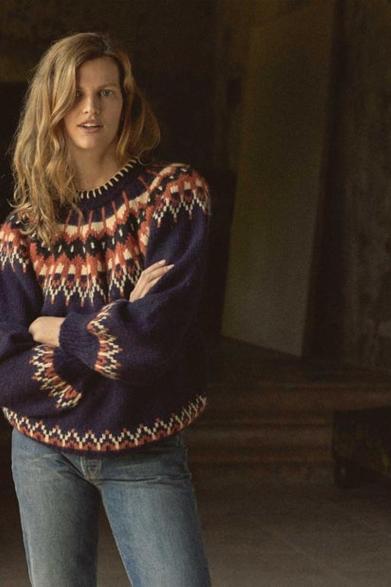 Exclusive hand knit alpaca sweater for Doen 