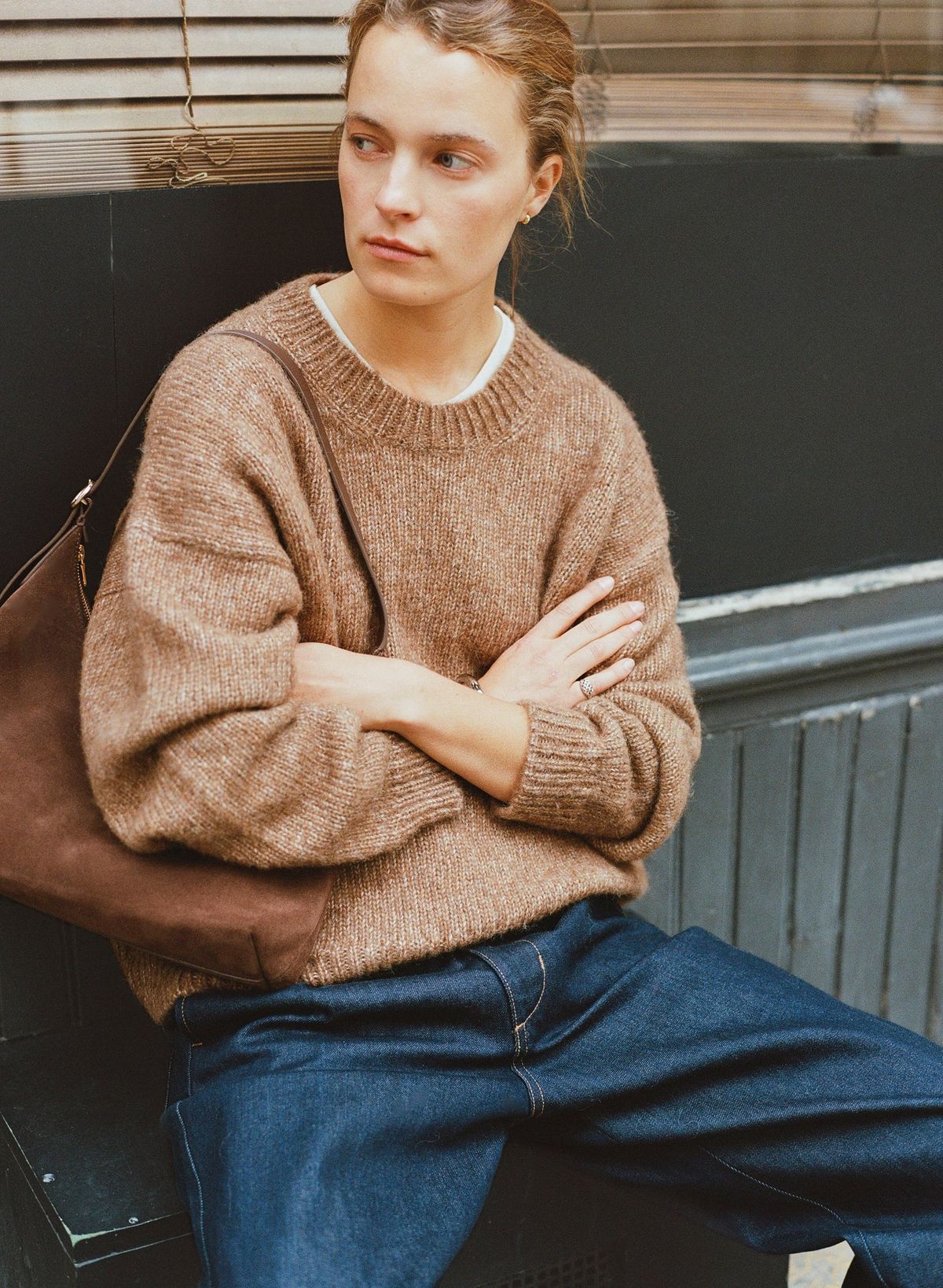 Relaxed alpaca crewneck sweater