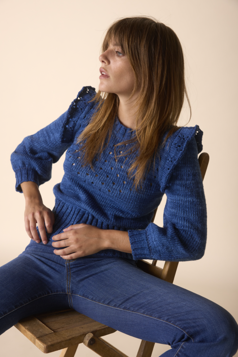 Exclusive natural indigo sweater for St Roche 